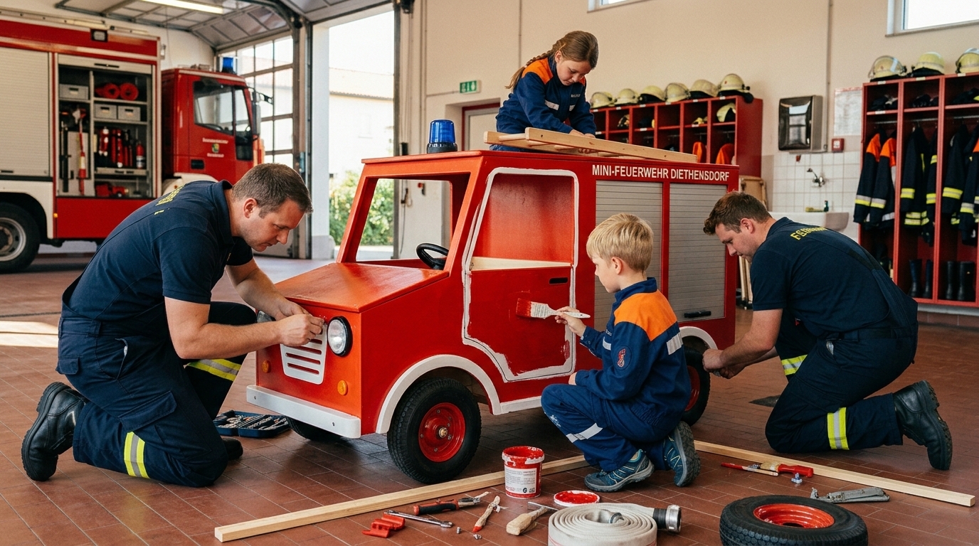 Feuerwehrverein und Kinderfeuerwehrauto